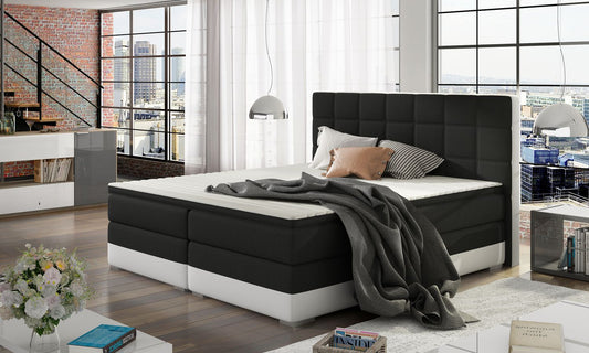 Continental Double Bed Damaso 1 | size: Length: 205cm, Width: 175cm, Height: 126cm | color: Black | image: 1 | variant: 1009085