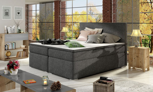 Continental Double Bed Divalo 2 | size: Length: 205cm, Width: 180cm, Height: 126cm | color: Sawana | image: 1 | variant: 1009131