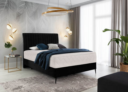 Continental Double Bed Dundee | size: Length: 218cm, Width: 140cm, Height: 130cm | color: Black | image: 0 | variant: 1012265