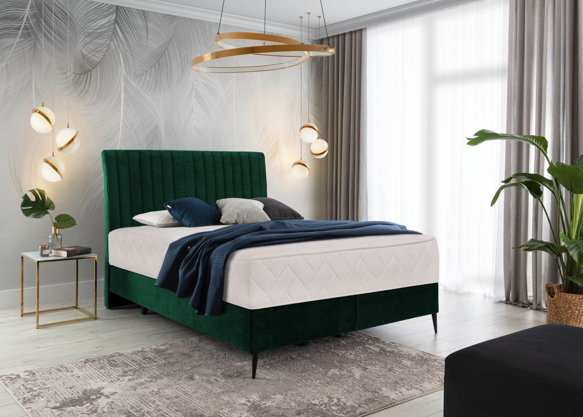 Continental Double Bed Dundee | size: Length: 218cm, Width: 140cm, Height: 130cm | color: Green | image: 0 | variant: 1012268