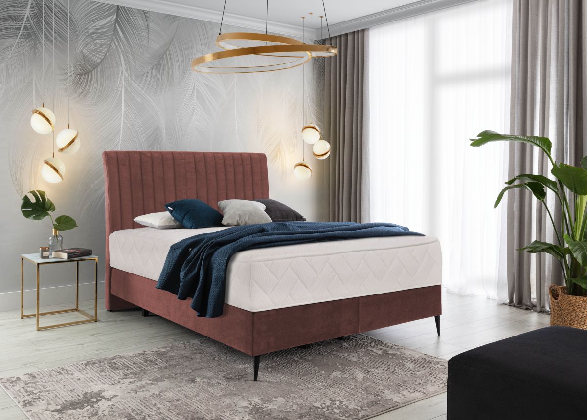 Continental Double Bed Dundee | size: Length: 218cm, Width: 140cm, Height: 130cm | color: Pink | image: 0 | variant: 1012267