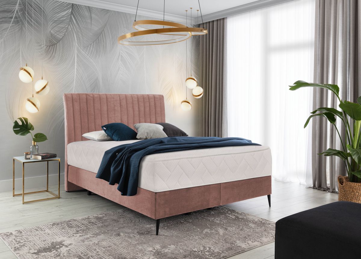 Continental Double Bed Dundee | size: Length: 218cm, Width: 140cm, Height: 130cm | color: Pink | image: 0 | variant: 1012276