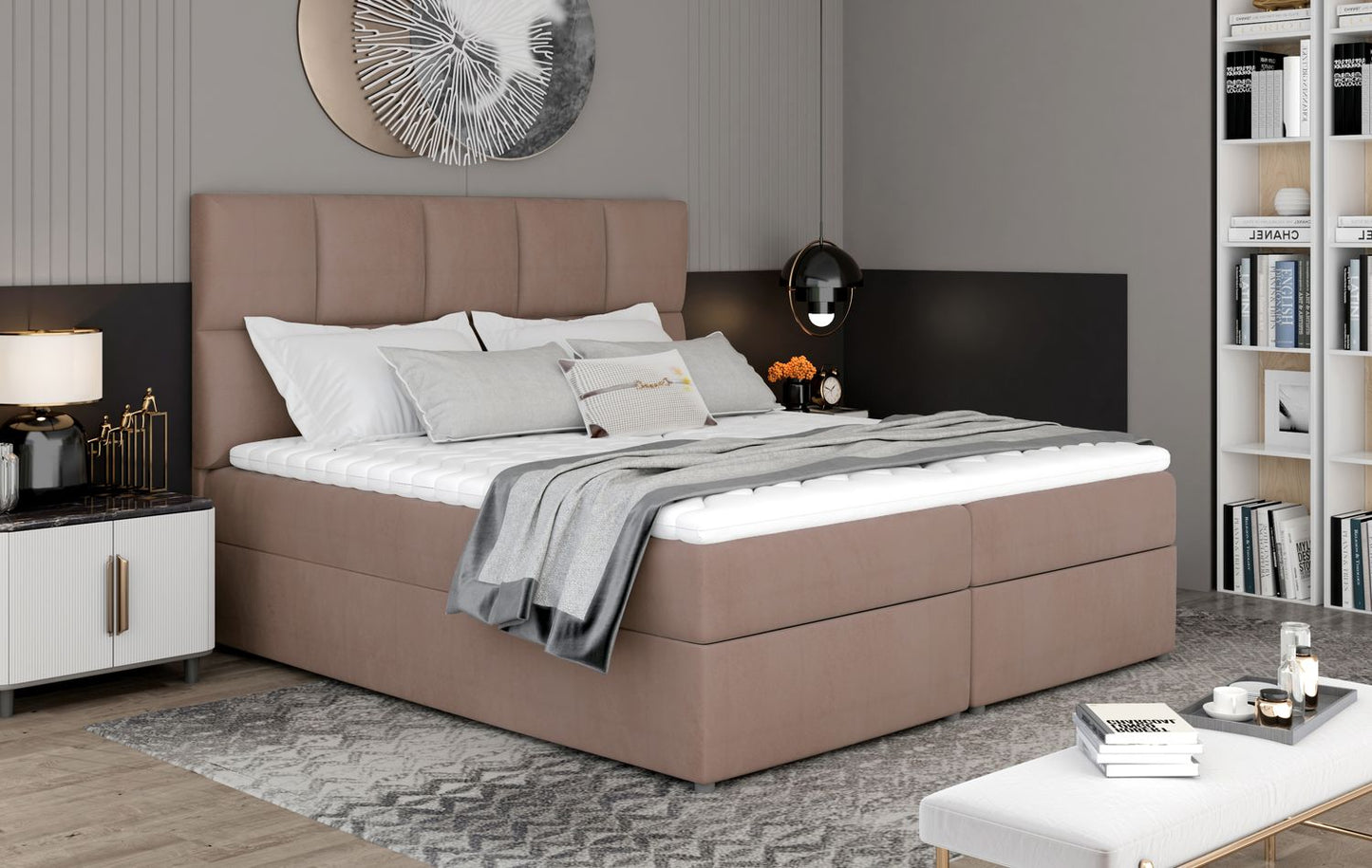 Continental Double Bed East Abercynon 2 | size: Length: 210cm, Width: 185cm, Height: 124cm | color: Beige | image: 1 | variant: 1012760