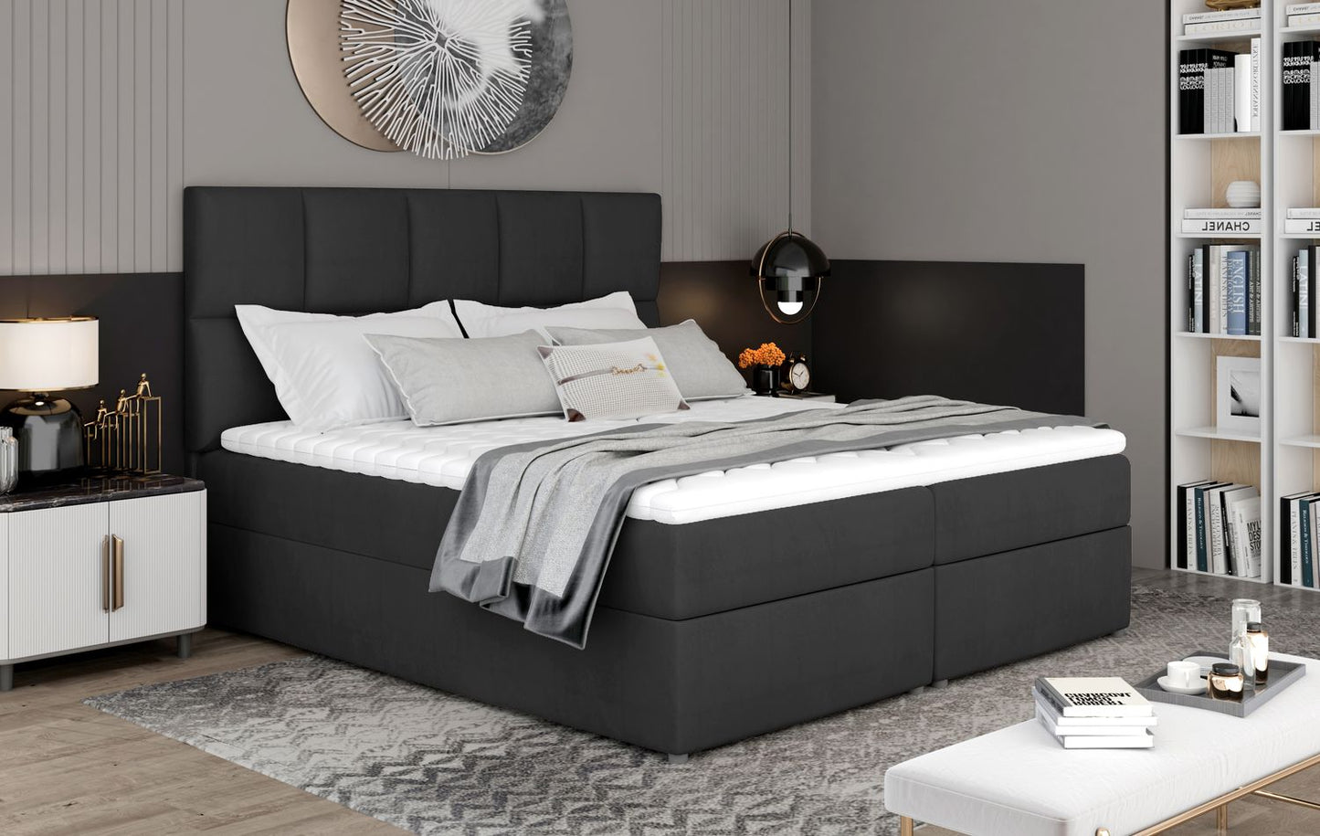 Continental Double Bed East Abercynon | size: Length: 210cm, Width: 145cm, Height: 124cm | color: Monolith | image: 1 | variant: 1012730