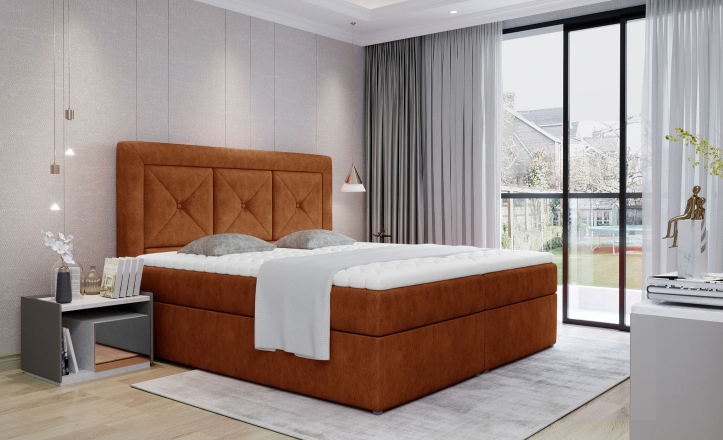 Continental Double Bed East Hong Kong | size: Length: 215cm, Width: 145cm, Height: 115cm | color: Dora | image: 1 | variant: 1012777