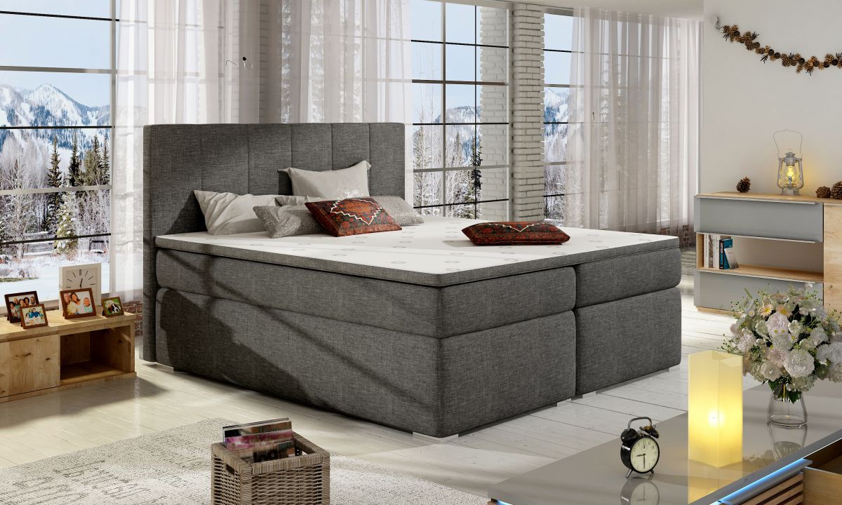 Continental Double Bed East Kaunas 2 | size: Length: 205cm, Width: 180cm, Height: 126cm | color: Gray | image: 1 | variant: 1012354