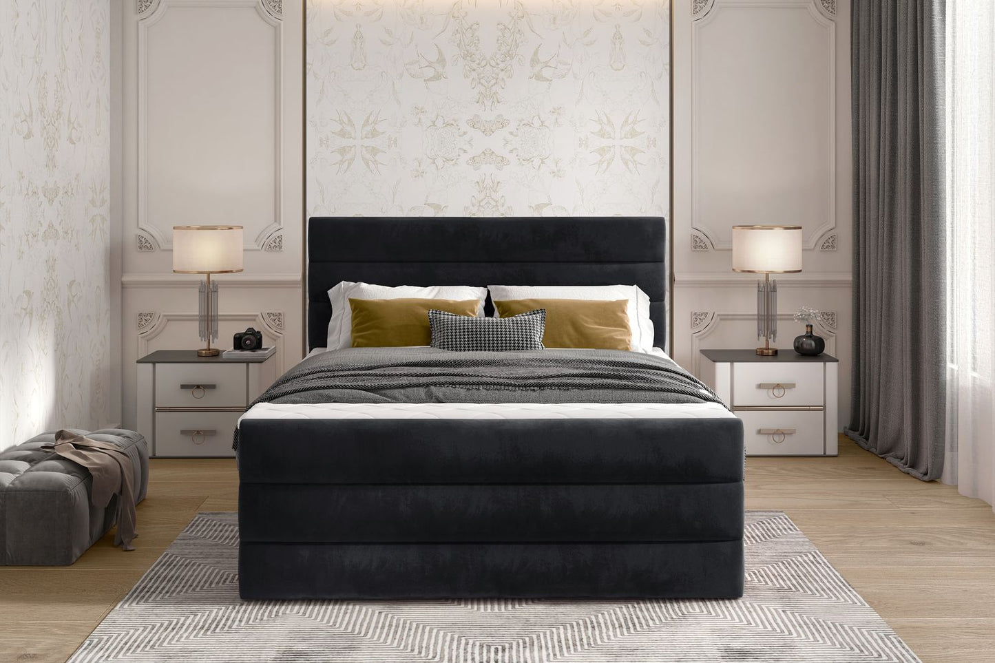 Continental Double Bed East Madrid 2 | size: Length: 220cm, Width: 180cm, Height: 133cm | color: Kronos | image: 1 | variant: 1012403