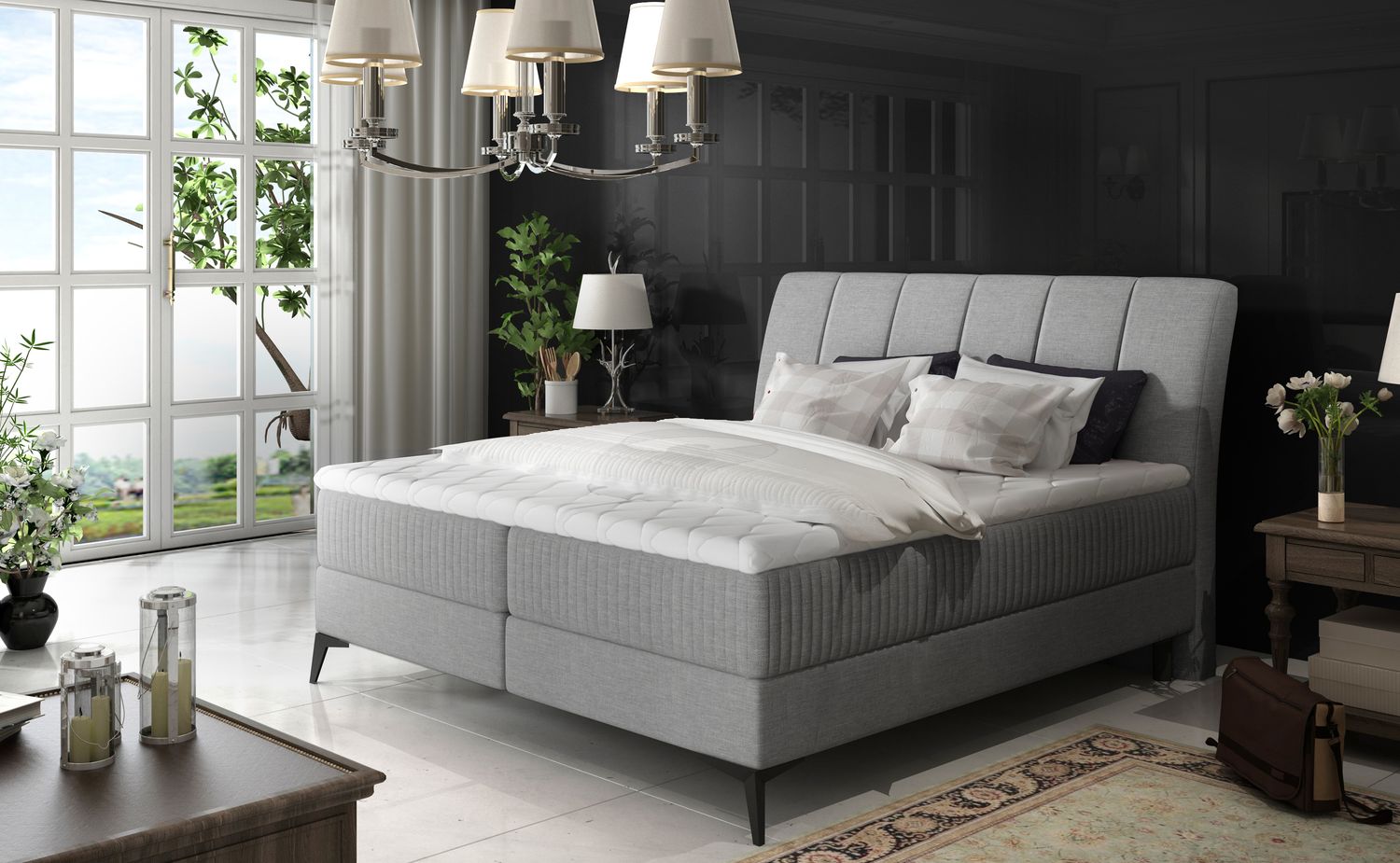 Continental Double Bed East Mantua 1 | size: Length: 221cm, Width: 163cm, Height: 118cm | color: Pasy/Sawana | image: 1 | variant: 1011988