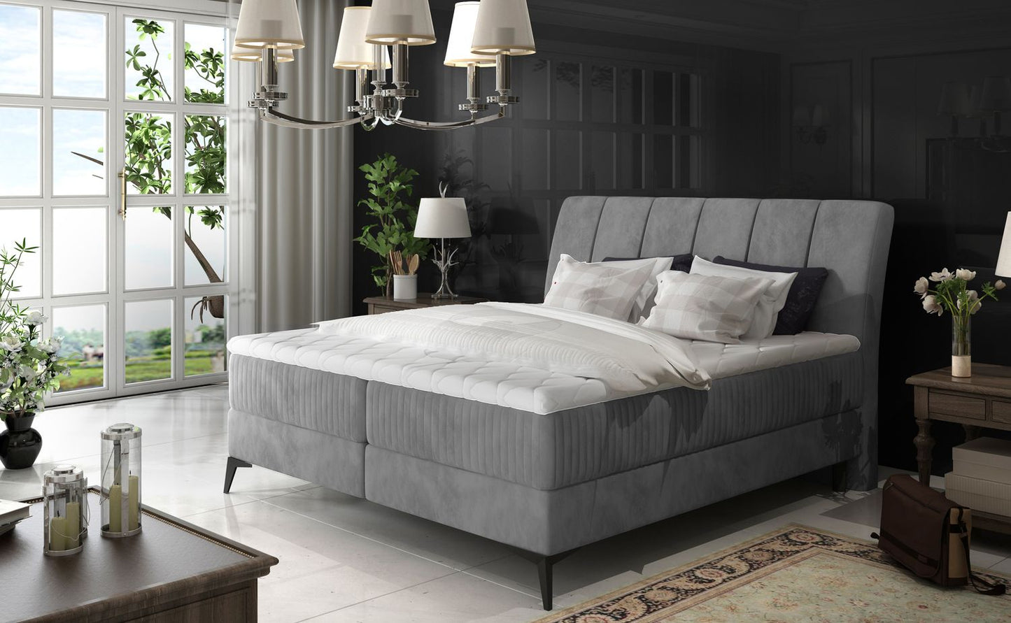 Continental Double Bed East Mantua 2 | size: Length: 221cm, Width: 183cm, Height: 118cm | color: Jasmine | image: 1 | variant: 1012001