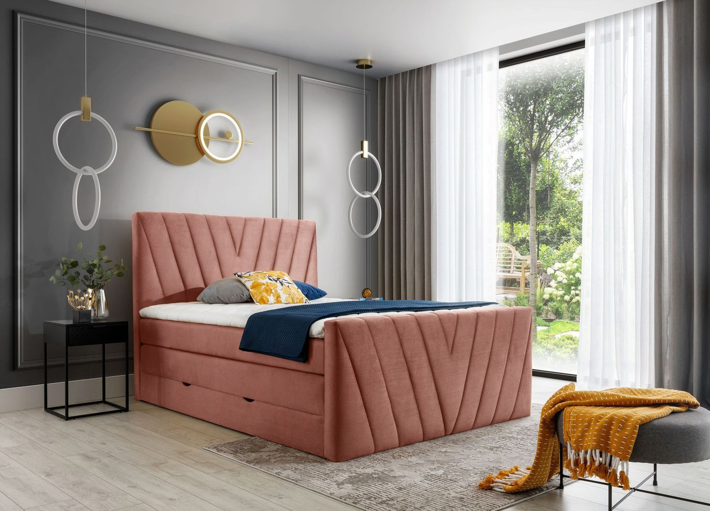 Continental Double Bed Edmonton 1 | size: Length: 220cm, Width: 160cm, Height: 133cm | color: Nube | image: 1 | variant: 1012491