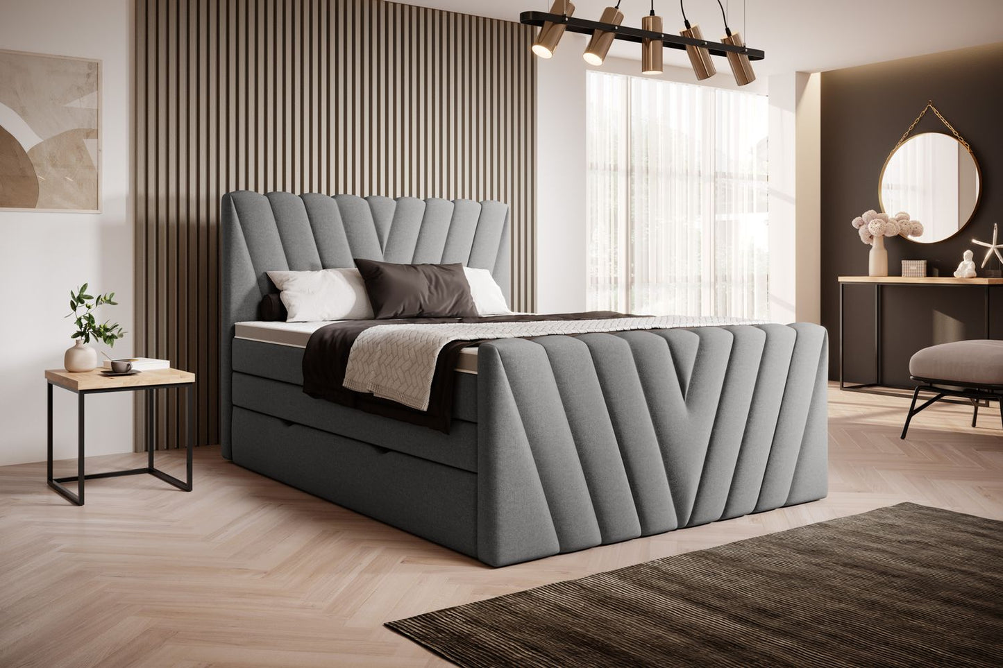 Continental Double Bed Edmonton 2 | size: Length: 220cm, Width: 180cm, Height: 133cm | color: Gojo | image: 1 | variant: 1012518