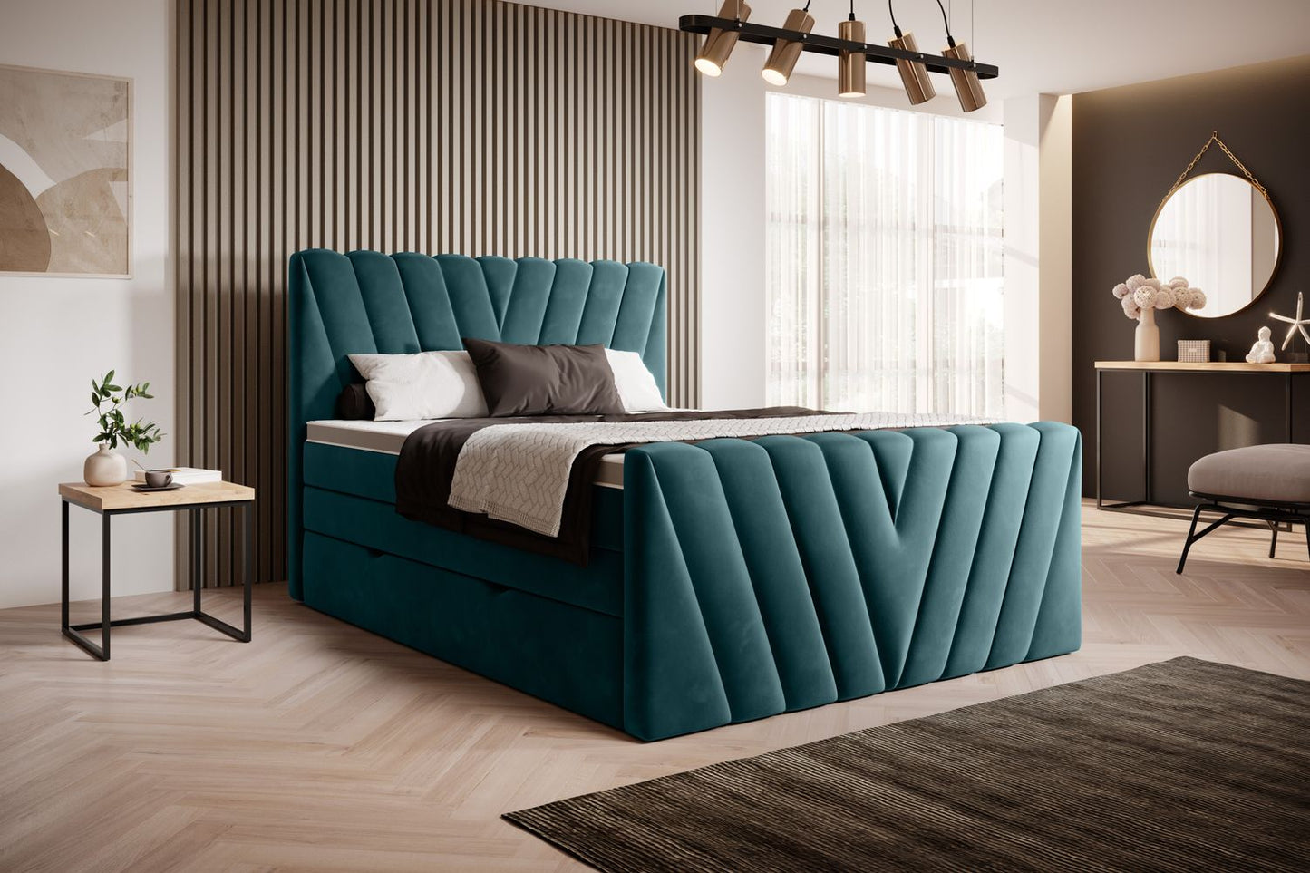 Continental Double Bed Edmonton 2 | size: Length: 220cm, Width: 180cm, Height: 133cm | color: Lukso | image: 1 | variant: 1012544