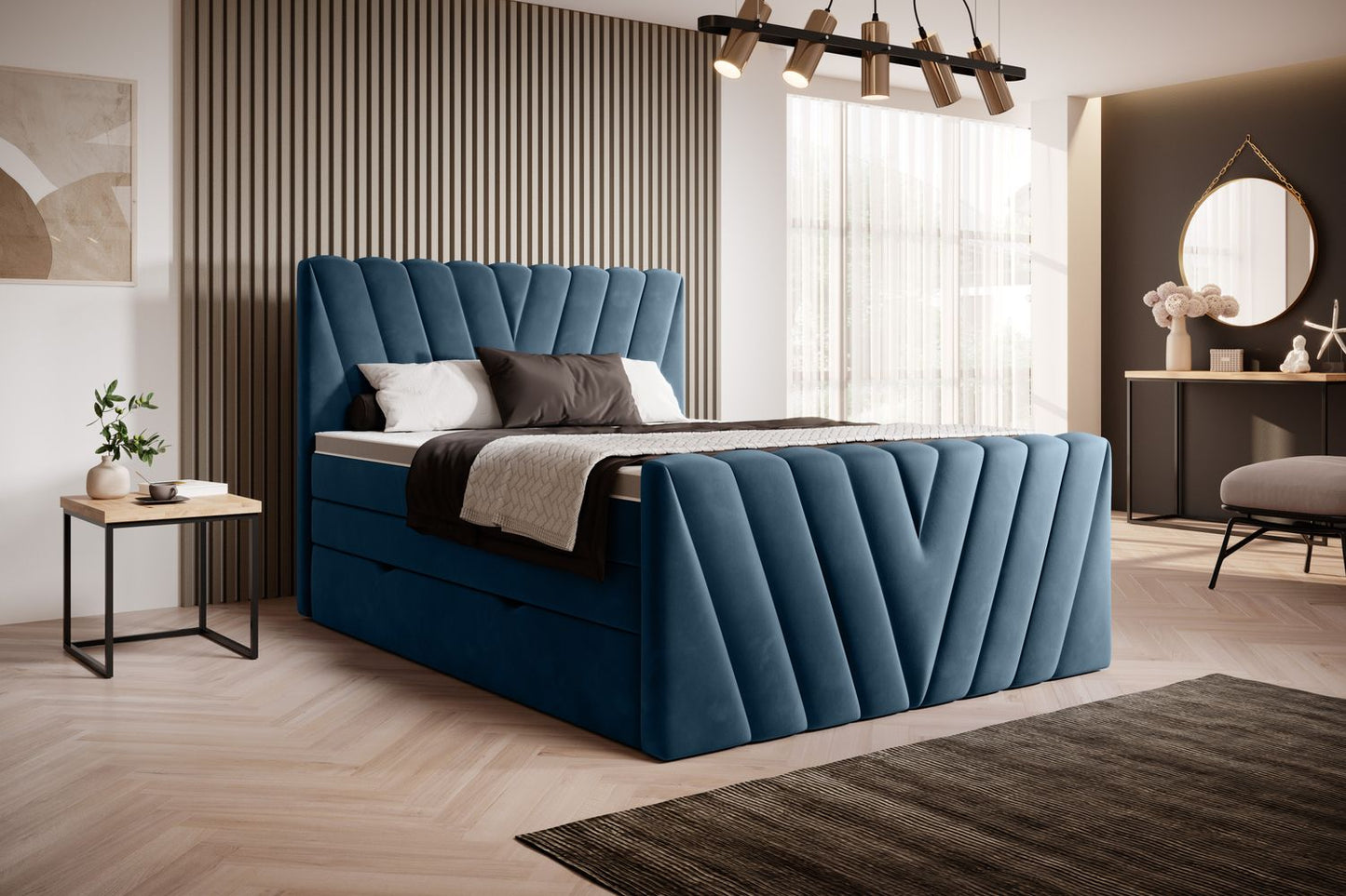 Continental Double Bed Edmonton 2 | size: Length: 220cm, Width: 180cm, Height: 133cm | color: Lukso | image: 1 | variant: 1012546