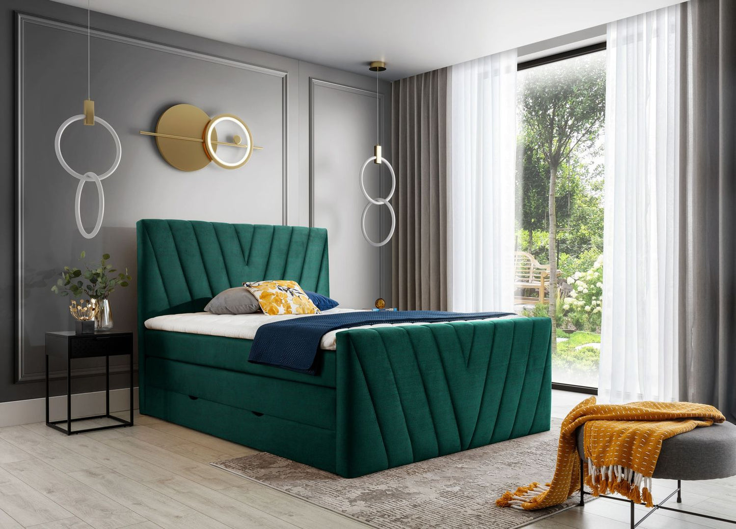 Continental Double Bed Edmonton 2 | size: Length: 220cm, Width: 180cm, Height: 133cm | color: Nube | image: 1 | variant: 1012541