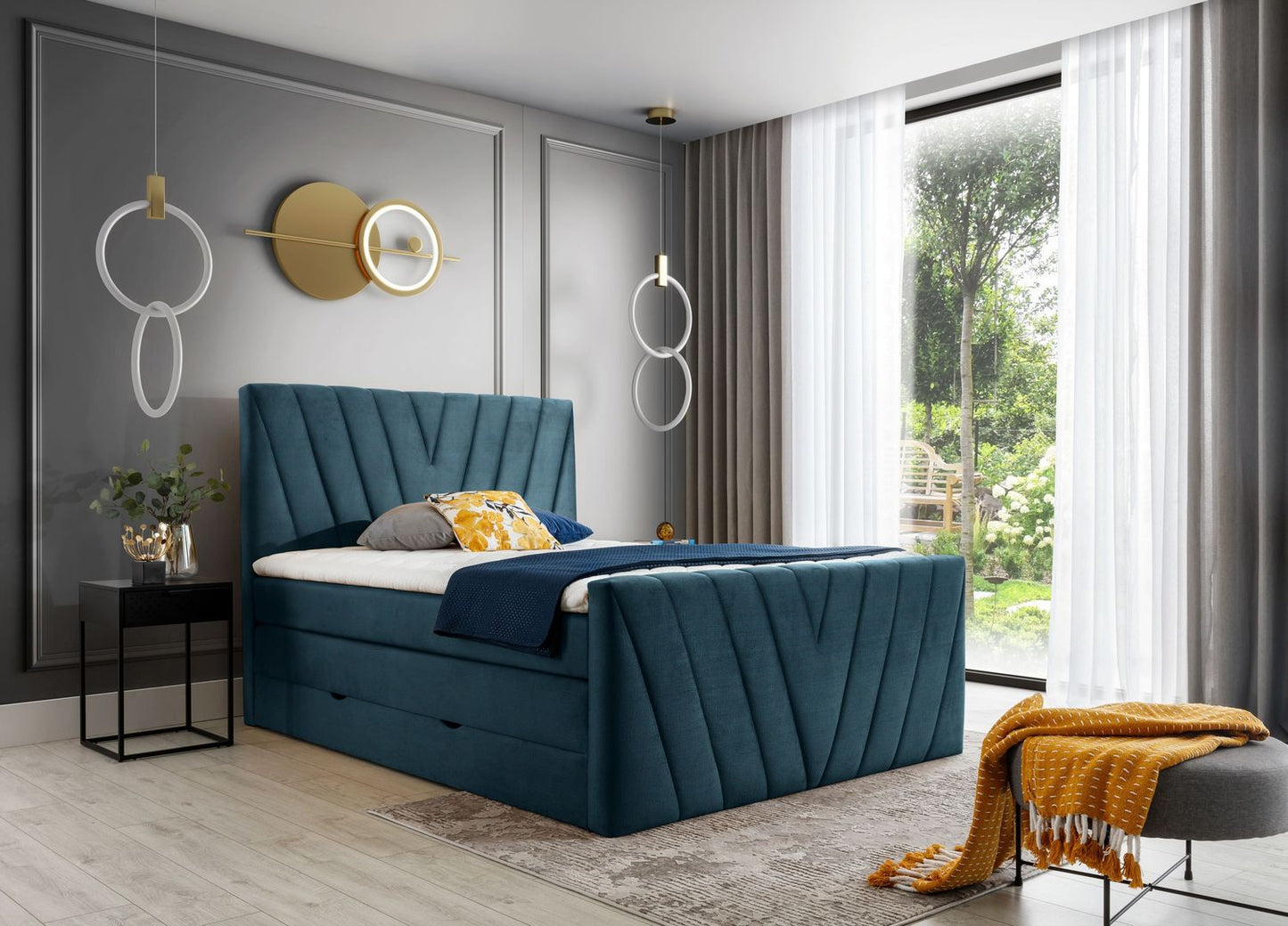 Continental Double Bed Edmonton 2 | size: Length: 220cm, Width: 180cm, Height: 133cm | color: Nube | image: 1 | variant: 1012547