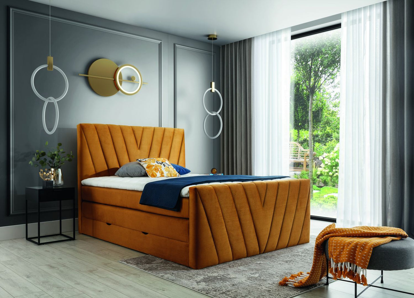 Continental Double Bed Edmonton 2 | size: Length: 220cm, Width: 180cm, Height: 133cm | color: Nube | image: 1 | variant: 1012550