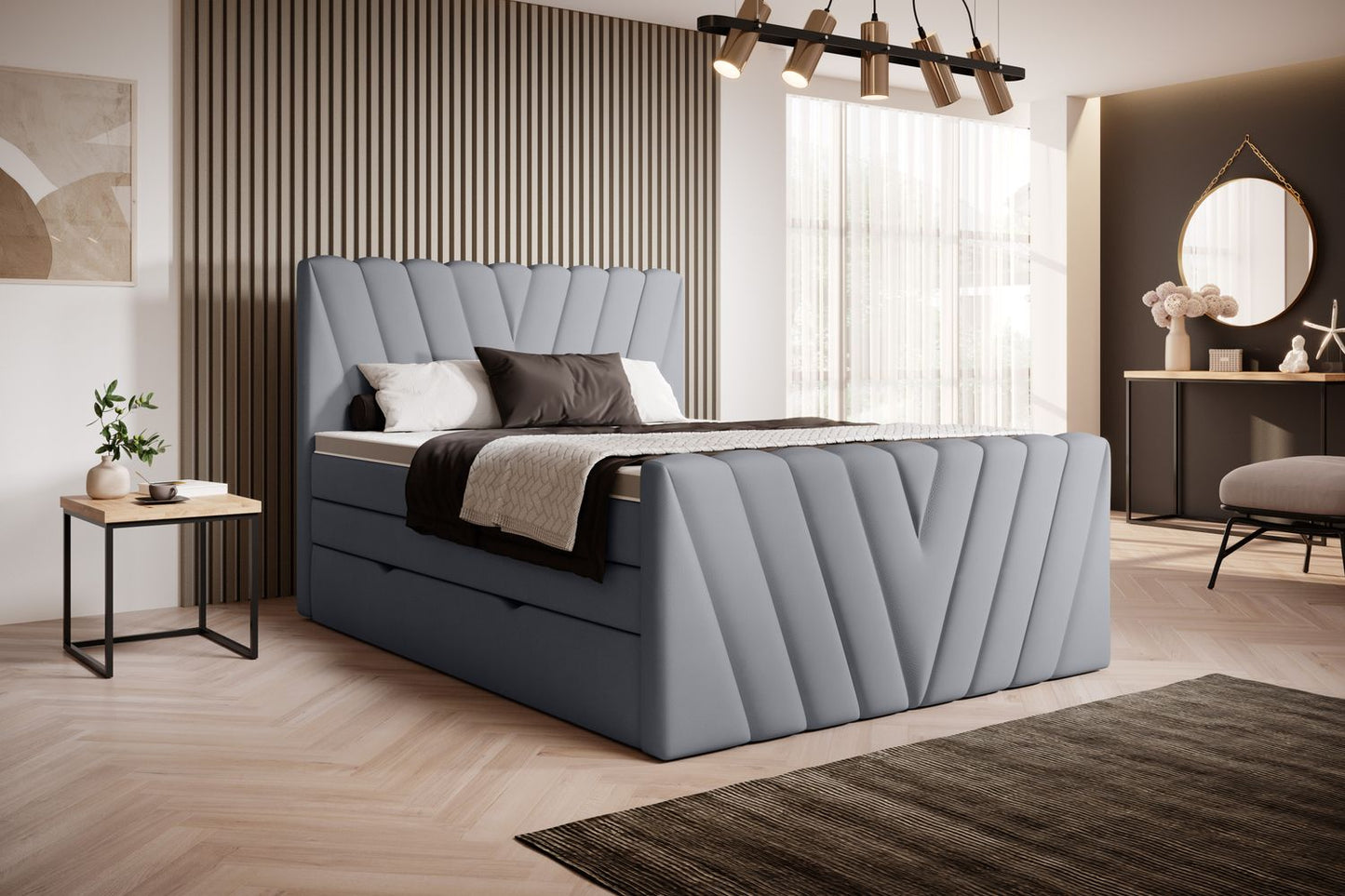 Continental Double Bed Edmonton 2 | size: Length: 220cm, Width: 180cm, Height: 133cm | color: Poco | image: 1 | variant: 1012514
