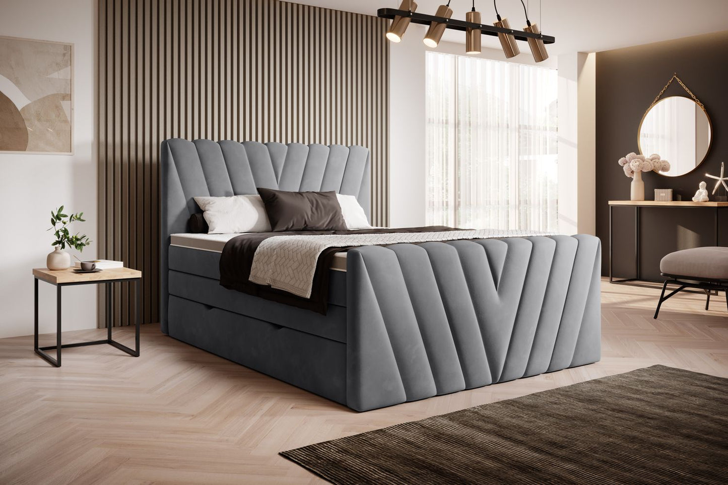 Continental Double Bed Edmonton 2 | size: Length: 220cm, Width: 180cm, Height: 133cm | color: Sola | image: 1 | variant: 1012523
