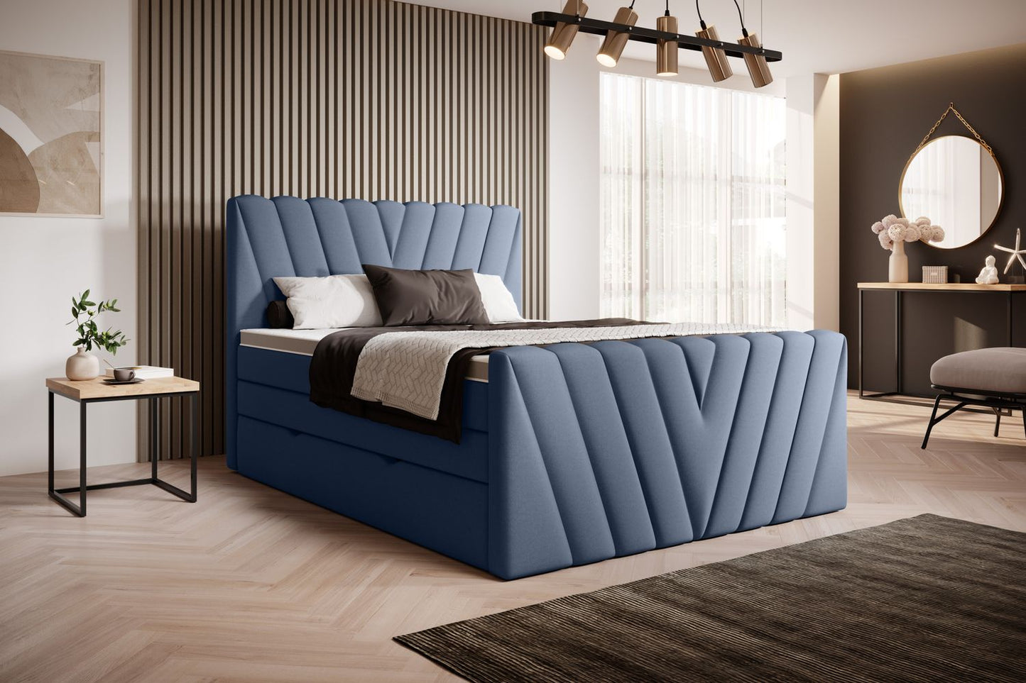 Continental Double Bed Edmonton | size: Length: 220cm, Width: 140cm, Height: 133cm | color: Gojo | image: 1 | variant: 1012455