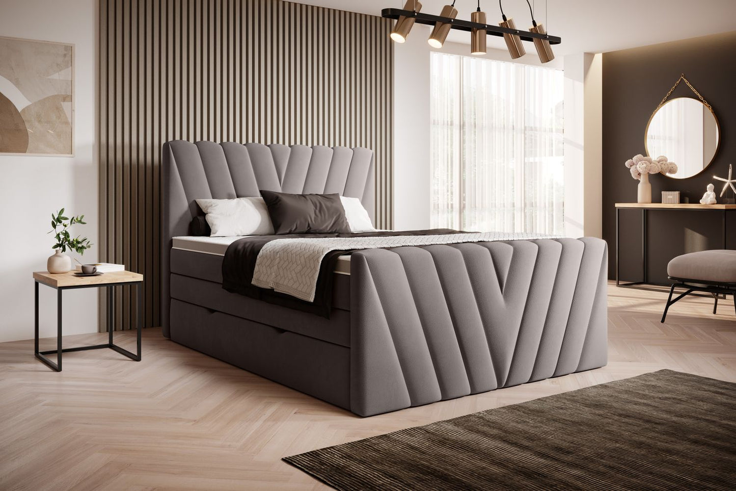 Continental Double Bed Edmonton | size: Length: 220cm, Width: 140cm, Height: 133cm | color: Savoi | image: 1 | variant: 1012435