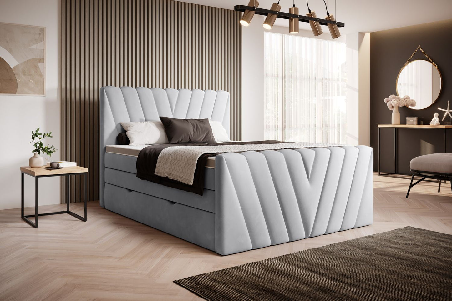 Continental Double Bed Edmonton | size: Length: 220cm, Width: 140cm, Height: 133cm | color: Sola | image: 1 | variant: 1012425