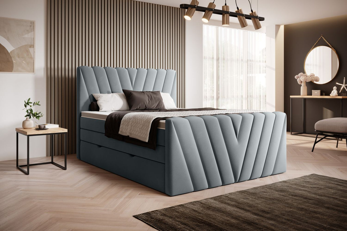 Continental Double Bed Edmonton | size: Length: 220cm, Width: 140cm, Height: 133cm | color: Velvetmat | image: 1 | variant: 1012426