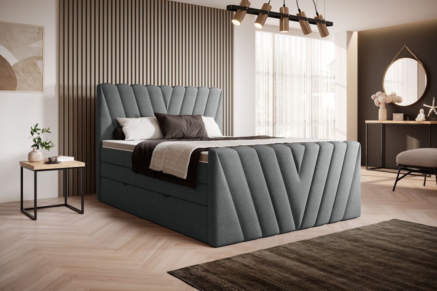 Continental Double Bed Edmonton | size: Length: 220cm, Width: 140cm, Height: 133cm | color: Vero | image: 1 | variant: 1012430