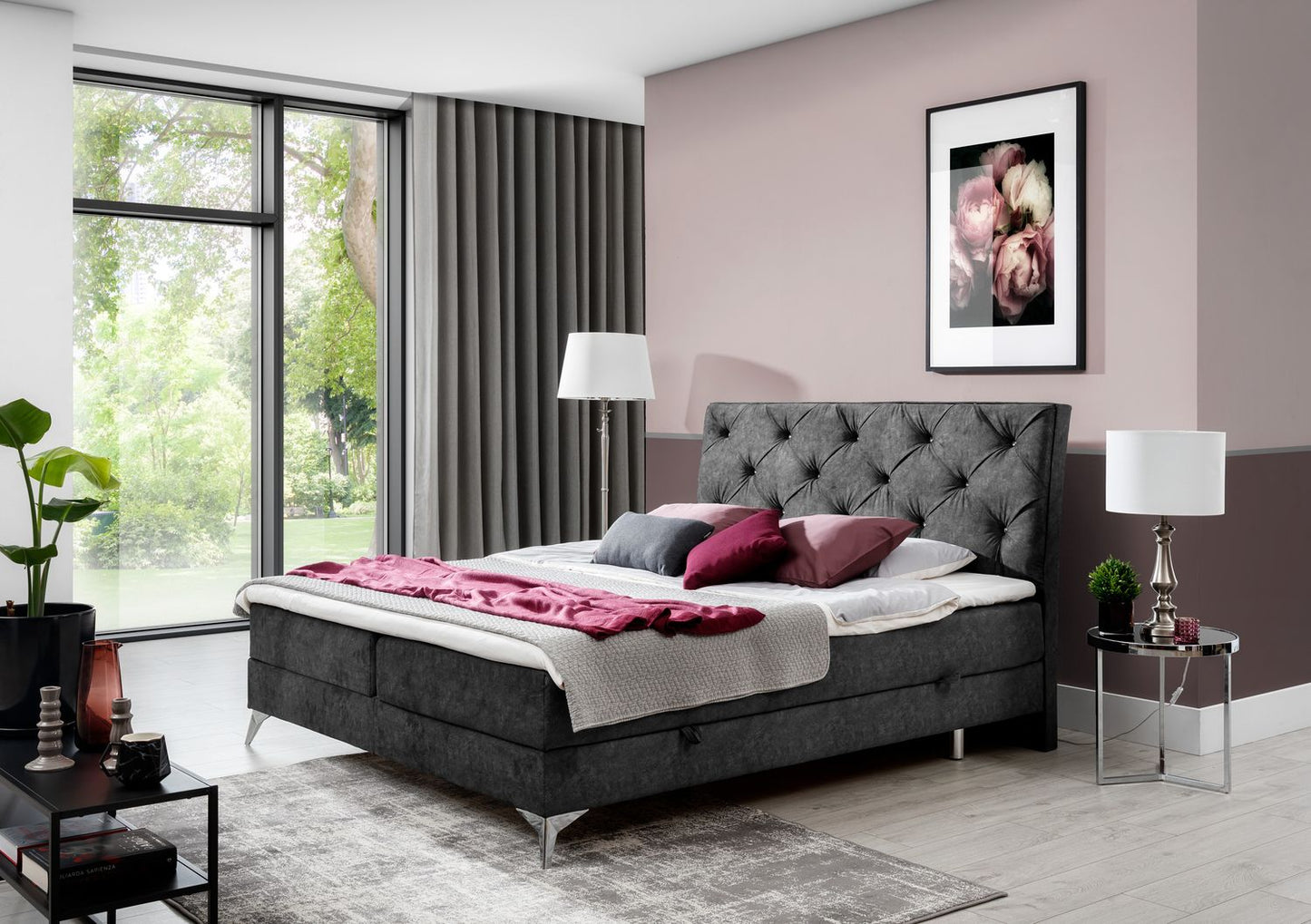 Continental Double Bed Grantown 2 | size: Length: 215cm, Width: 185cm, Height: 118cm | color: Dora | image: 1 | variant: 1011976