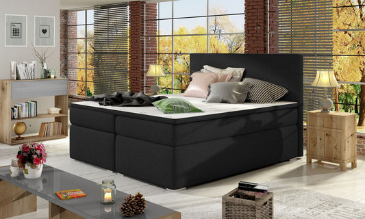 Continental Double Bed Lecco 3 | size: Length: 205cm, Width: 140cm, Height: 126cm | color: Sawana | image: 1 | variant: 1012648