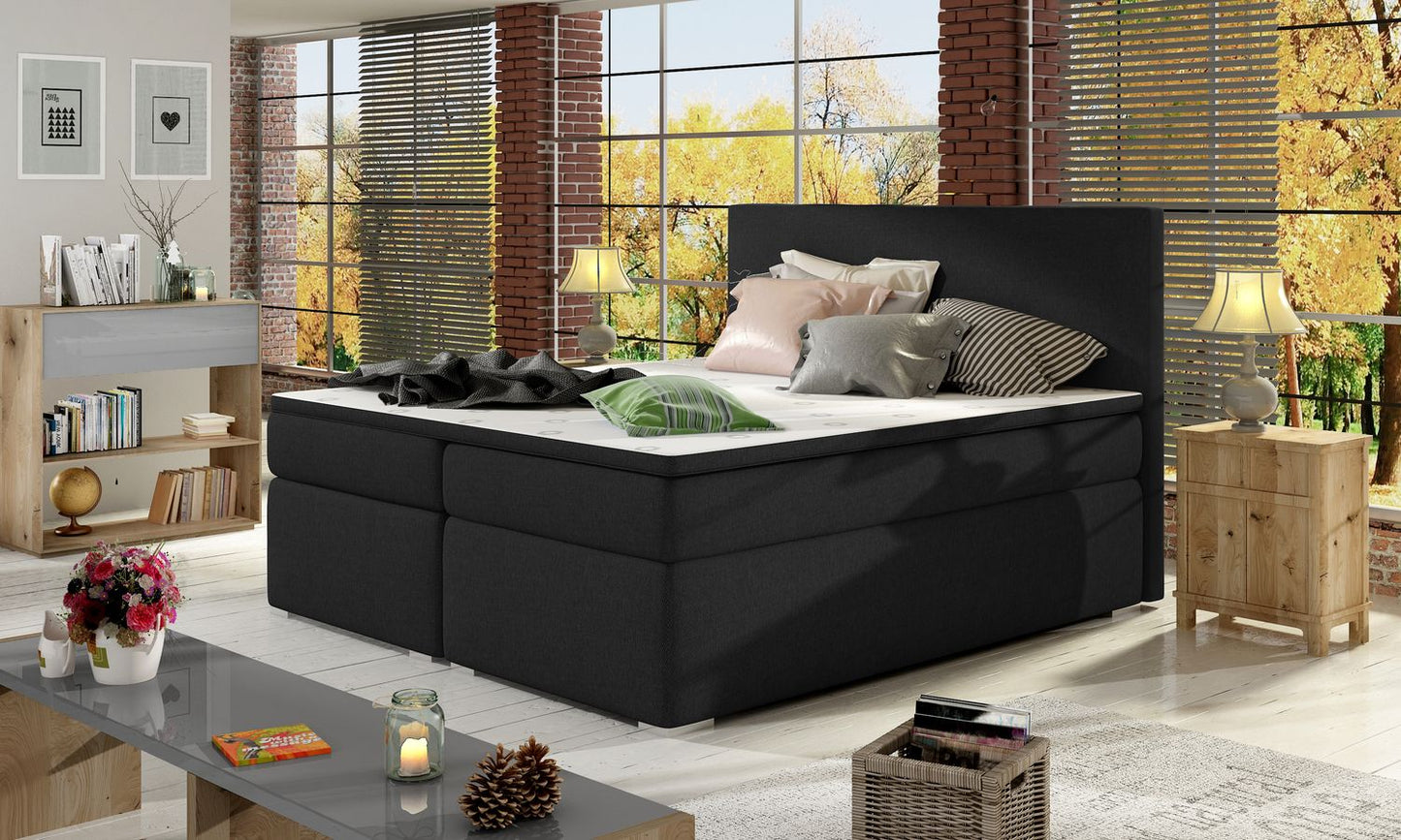 Continental Double Bed Lecco 4 | size: Length: 205cm, Width: 160cm, Height: 126cm | color: Sawana | image: 1 | variant: 1012658