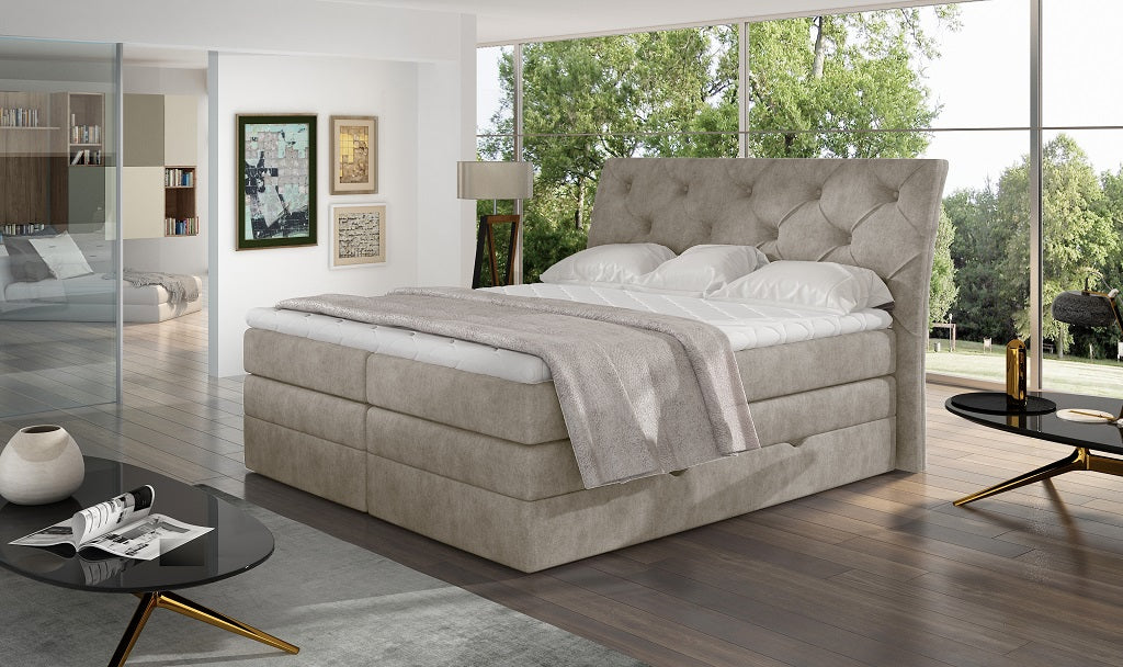 Continental Double Bed Mirabel 2 | size: Length: 215cm, Width: 198cm, Height: 120cm | color: Dora | image: 1 | variant: 1009565