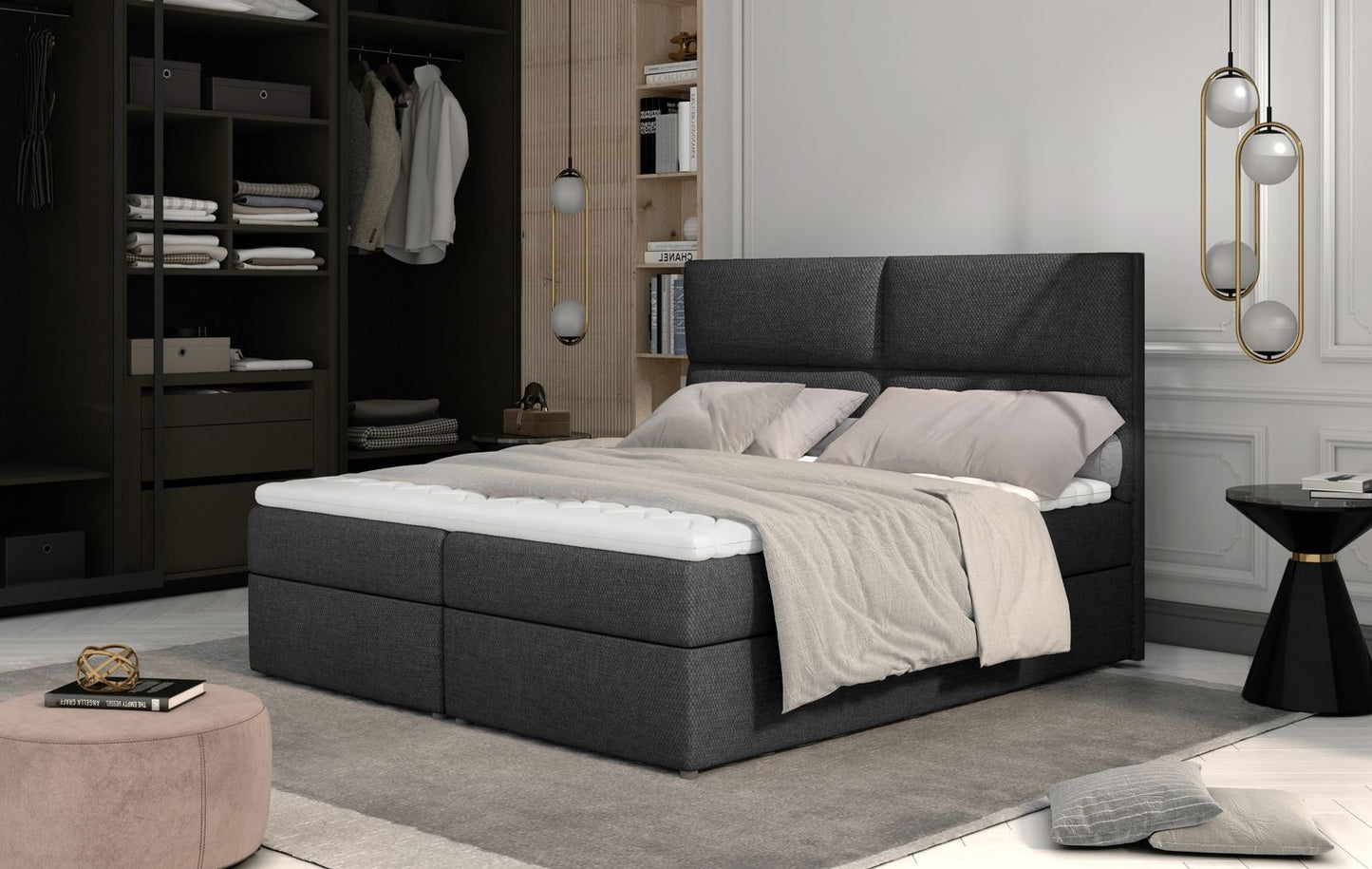 Continental Double Bed Risca 2 | size: Length: 210cm, Width: 185cm, Height: 124cm | color: Inari | image: 1 | variant: 1012134