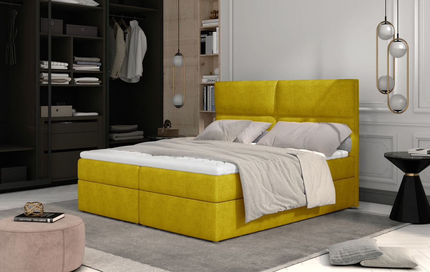 Continental Double Bed Risca | size: Length: 210cm, Width: 145cm, Height: 124cm | color: Omega | image: 1 | variant: 1012110