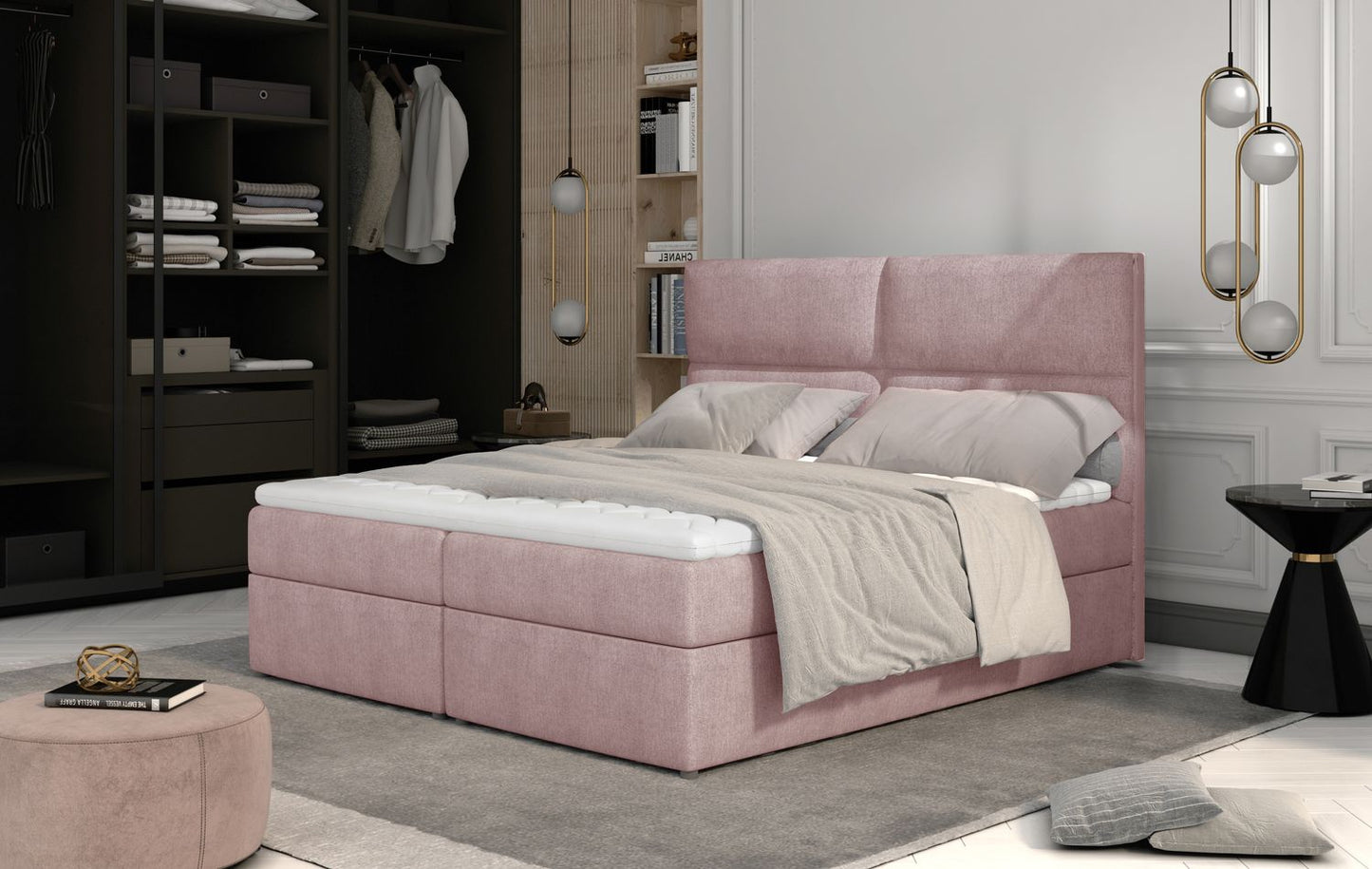 Continental Double Bed Risca | size: Length: 210cm, Width: 145cm, Height: 124cm | color: Omega | image: 1 | variant: 1012111