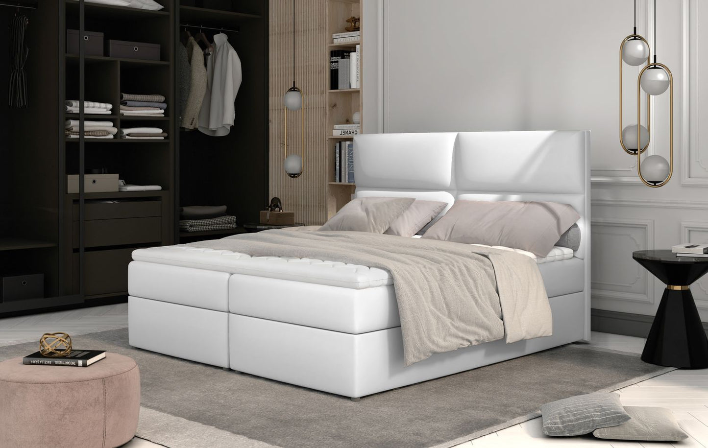 Continental Double Bed Risca | size: Length: 210cm, Width: 145cm, Height: 124cm | color: Soft | image: 1 | variant: 1012106