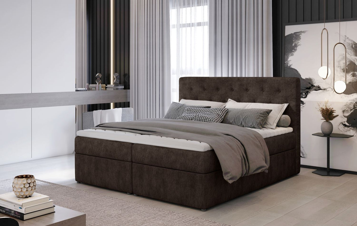 Continental Double Bed West Lugano | size: Length: 215cm, Width: 140cm, Height: 115cm | color: Dora | image: 1 | variant: 1012927
