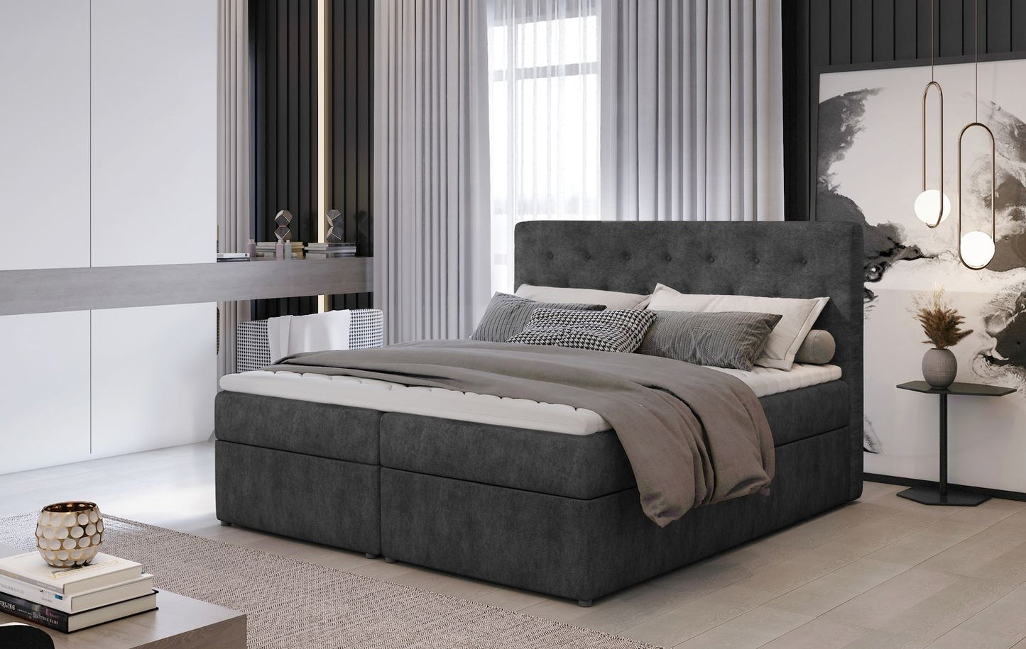 Continental Double Bed West Lugano | size: Length: 215cm, Width: 140cm, Height: 115cm | color: Dora | image: 1 | variant: 1012930