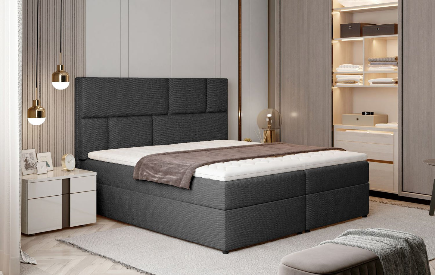 Continental Double Bed West Osaka | size: Length: 210cm, Width: 145cm, Height: 124cm | color: Inari | image: 1 | variant: 1012679