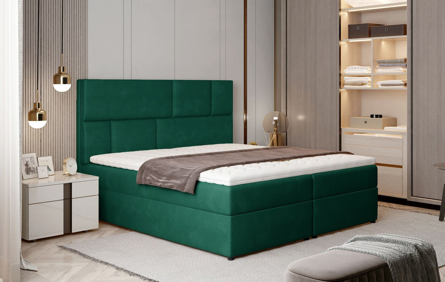 Continental Double Bed West Osaka | size: Length: 210cm, Width: 145cm, Height: 124cm | color: Kronos | image: 1 | variant: 1012680