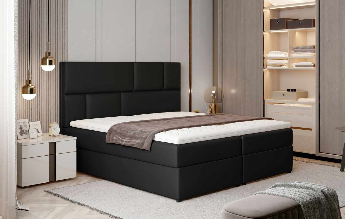 Continental Double Bed West Osaka | size: Length: 210cm, Width: 145cm, Height: 124cm | color: Soft | image: 1 | variant: 1012686
