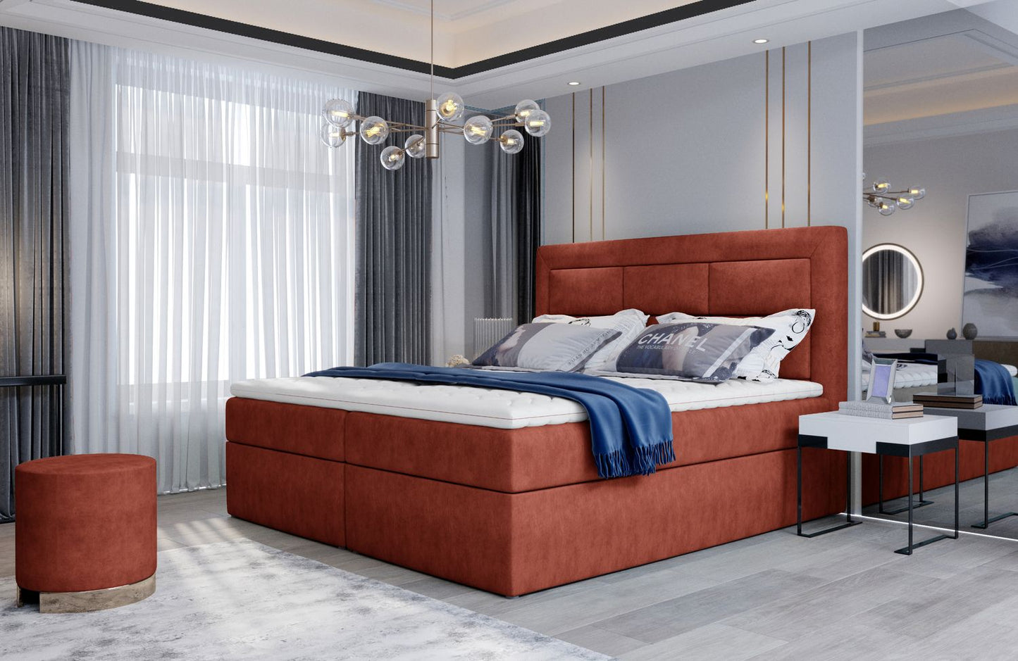 Continental Double Bed West Rouen | size: Length: 215cm, Width: 140cm, Height: 115cm | color: Dora | image: 1 | variant: 1013481