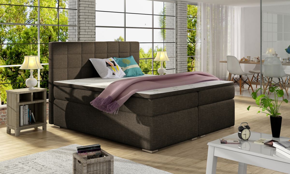 Continental Double Bed West Siauliai 1 | size: Length: 205cm, Width: 160cm, Height: 126cm | color: Brown | image: 0 | variant: 1012022