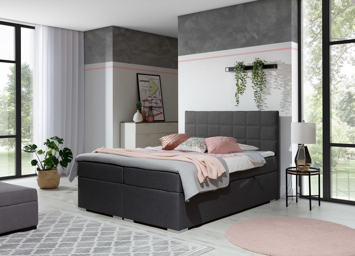 Continental Double Bed West Siauliai 1 | size: Length: 205cm, Width: 160cm, Height: 126cm | color: Gray | image: 0 | variant: 1012019