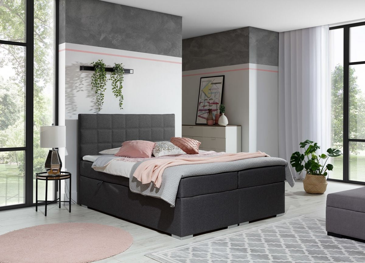Continental Double Bed West Siauliai 2 | size: Length: 205cm, Width: 180cm, Height: 126cm | color: Gray | image: 0 | variant: 1012028