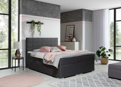 Continental Double Bed West Siauliai 2 | size: Length: 205cm, Width: 180cm, Height: 126cm | color: Gray | image: 0 | variant: 1012028