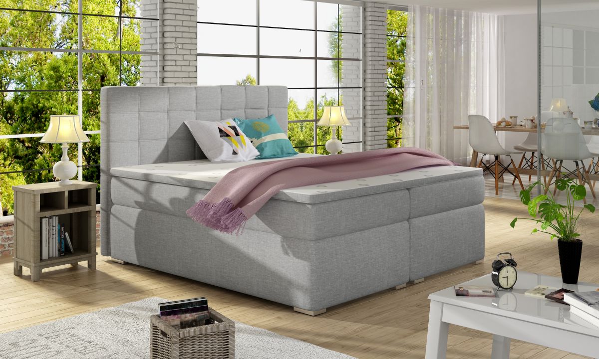 Continental Double Bed West Siauliai 2 | size: Length: 205cm, Width: 180cm, Height: 126cm | color: Gray | image: 0 | variant: 1012029