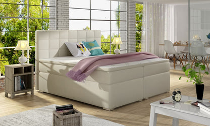 Continental Double Bed West Siauliai | size: Length: 205cm, Width: 140cm, Height: 126cm | color: Beige | image: 1 | variant: 1012014