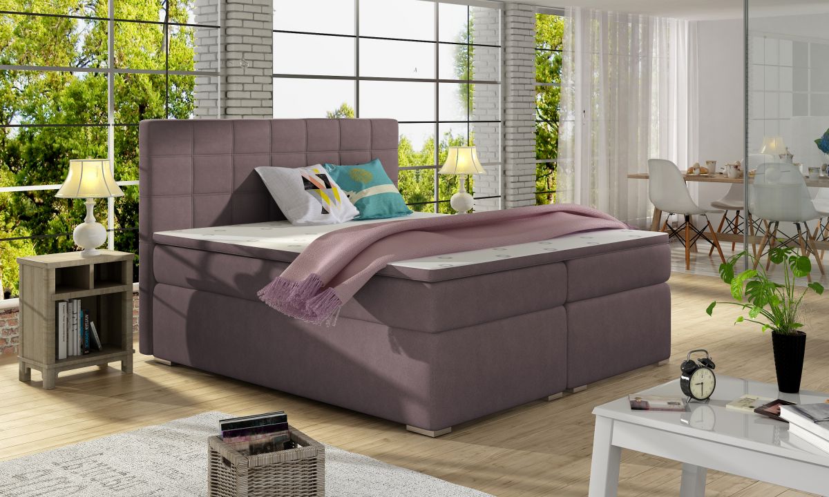Continental Double Bed West Siauliai | size: Length: 205cm, Width: 140cm, Height: 126cm | color: Purple | image: 0 | variant: 1012015