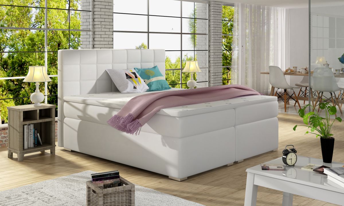 Continental Double Bed West Siauliai | size: Length: 205cm, Width: 140cm, Height: 126cm | color: White | image: 1 | variant: 1012013