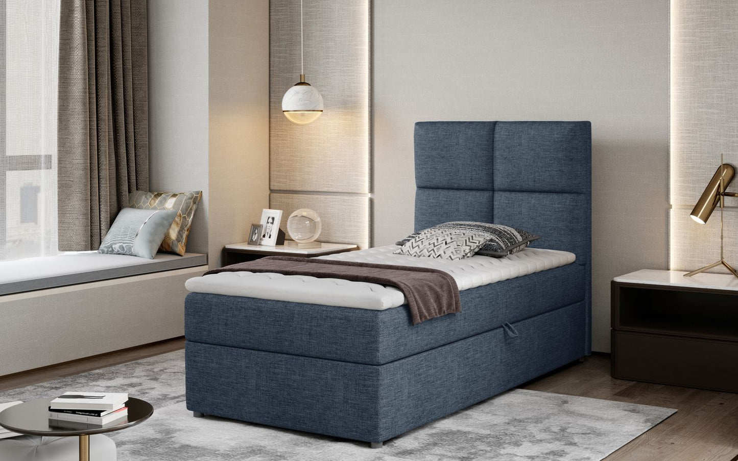 Continental Single Bed East Winterthur | size: Length: 210cm, Width: 90cm, Height: 108cm | color: Sawana | image: 1 | variant: 1013628